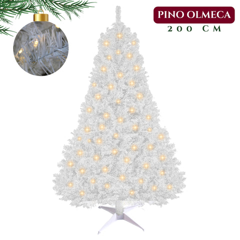 Arbol Navidad Blanco 2.0 Mts Luces Led 600 Ramas Frondoso