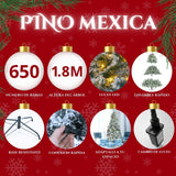 Arbol Navidad Nevado 180 Cm Luces Led Frondoso 600 Ramas