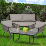 Sala Exterior Tejida Rattan Jardin Patio Terraza 4 Pz Gris