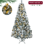 Arbol Navidad Nevado 180 Cm Luces Led Frondoso 600 Ramas