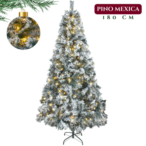 Arbol Navidad Nevado 180 Cm Luces Led Frondoso 600 Ramas