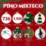 Arbol Navidad Verde 190 Cm Frondoso Luces Led 736 Ramas