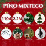 Arbol Navidad Verde Frondoso 2.20 Cm Luces Led 1104 Ramas